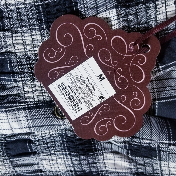 NWT KNOX ROSE BUTTON DOWN BABYDOLL DRESS STYLE DRESS BLACK AND WHITE SIZE MEDIUM - Picture 5 of 11